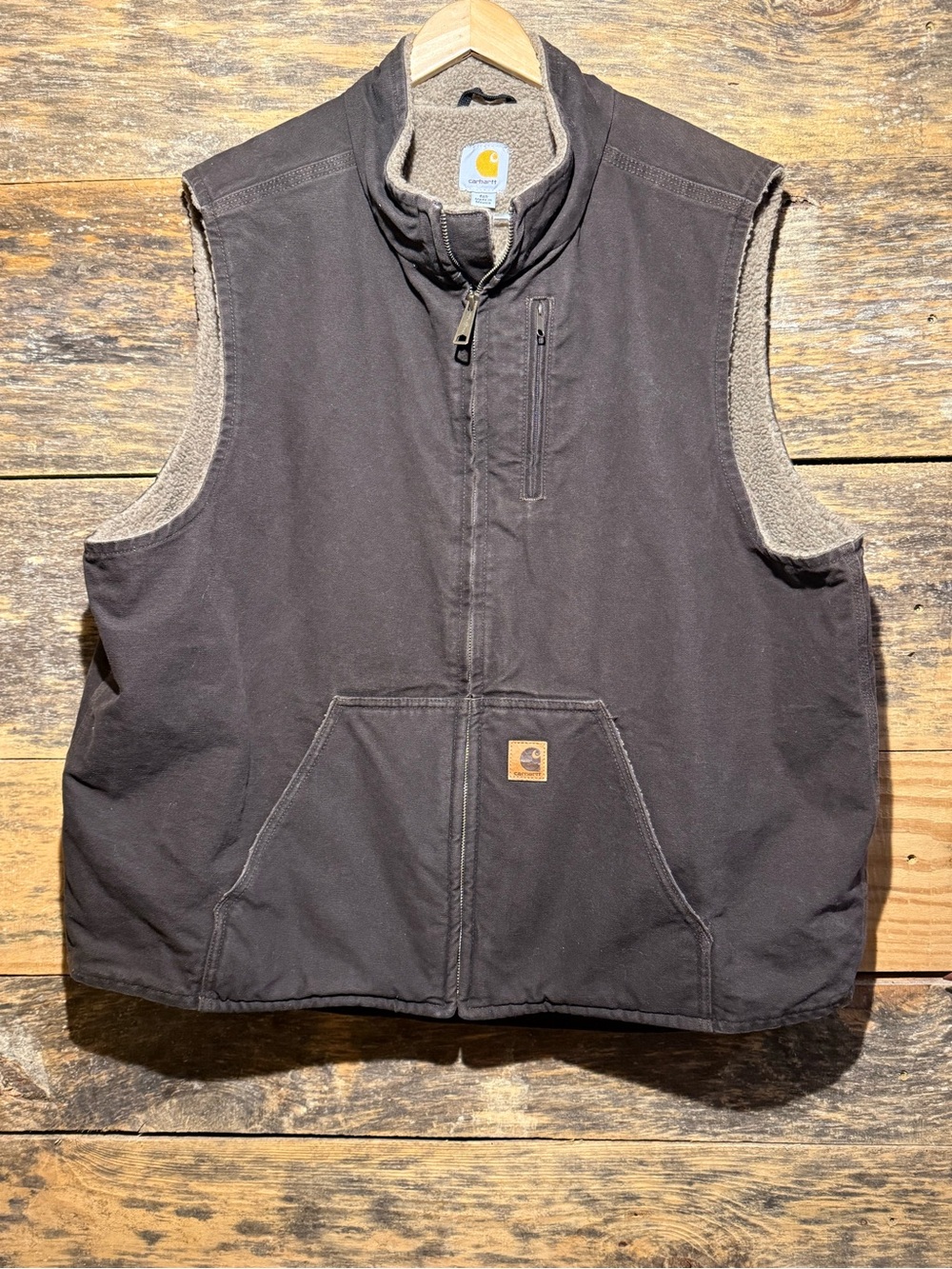 Carhartt Men's Zippered  Washed Duck Vest Sherpa-Lined, size XXLT